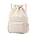 Sac à dos à cordon beige léger et minimaliste pour le sport, le fitness et l'entraînement. - Blanc Cassé