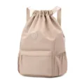 Sac à dos léger beige à cordon pour le fitness, le football et les activités - Kaki
