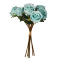 Blauwe kunstrozen boeket nep bloemen voor huisdecoratie bruiloft tafelstukken - 38 cm / Blauw