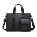 Ventiquattrore da uomo nera minimalista con tasche anteriori e tracolla regolabile. - Taglia unica / Nero