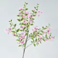 Lifelike artificial pink mock orange flower branch with vibrant green leaves for home decor - Light Pink