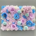 Elegante panel de pared de flores artificiales moradas y azules para fondo de boda - Azul Caramelo