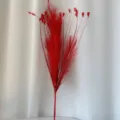 Rode kunstmatige veer bloem tak bruiloft decor riet bloemlezing rekwisiet variant versie. - 69 cm Rode set: 6 rietgrassen & 20 afrikanenhoofden
