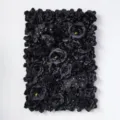 Elegante panel de pared de flores artificiales negras con rosas de seda y hortensias - Negro