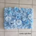 Panel decorativo de pared de flores artificiales azules con rosas y hortensias azul caramelo - Azul claro