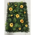 Panel de pared de plantas artificiales con girasoles para decoración interior y exterior - Helecho de Girasol