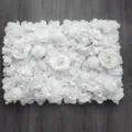 Elegante panel de pared de flores artificiales blancas rosas peonías y hortensias boda - Blanco puro