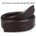 Close-up of dark coffee leather belt strap with lychee grain texture - 110cm / Coffee