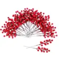 Set of 30 artificial red holly berry stems for Christmas and New Year decorations. - Pack of 30 / Red