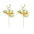 Set di 2 rami artificiali di Pasqua con carote in schiuma per decorazioni festive in casa - Ramo Decorativo a Carota / Confezione da 2