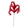 Festive red artificial pampas grass spray with glittery balls for Christmas tree decor - 5-Prong / Red