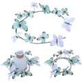 Guirnalda artificial de mariposas rama de flores de primavera para decoración del hogar - Enredadera degradada blanca y verde