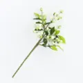 Branche de baies d'olive artificielle vue de détail, tige de fausse plante pour déco maison - Blanc