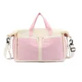 Large capacity pink and cream travel bag with shoulder strap for sports and gym - Pink