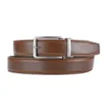 Men's brown genuine leather belt with automatic metal buckle for business casual wear - 105cm / Yellow-Brown (AB886)