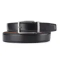 Premium black leather belt for men featuring a stylish silver automatic buckle for business - 105cm / Black (AB886)