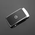 Detail view of a 3.5cm silver men's belt buckle featuring a sleek black finish and G icon - External Threading Style / Silver