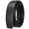 Classic black 3.5cm leather belt strap detail showing premium pebble grain texture - Calf Grain Black (Strap Only) / 120cm