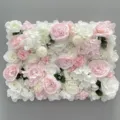 Artificial flower wall panel detail, pink and white roses hydrangeas for wedding backdrop. - 40*60cm / European Light Pink