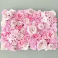 Pink artificial flower wall panel detail for wedding background, romantic floral decor. - 40*60cm / Candy Purple Pink
