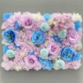 Artificial flower wall panel detail, rose and hydrangea backdrop for wedding and props. - 40*60cm / Candy Blue