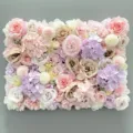 Artificial flower wall panel with mixed pink roses and purple hydrangeas for wedding decor backdrop. - 40*60cm / European Coffee