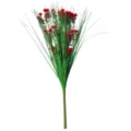 Close up of artificial red flower onion grass, vibrant fake plant for wedding and home decor. - Red