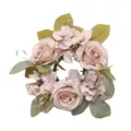 Artificial rose hydrangea candle ring wreath for home decor, wedding tabletop decoration - Dark Champagne