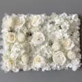 White artificial silk flower wall panel rose hydrangea wedding background decor prop - 40*60cm / New Ivory White