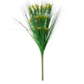 Artificial onion grass bouquet featuring small yellow flowers, realistic plastic plant. - Yellow