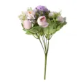 Kunstbloemen boeket roze roos paarse chrysant voor thuis huwelijk decor fotografie - Paars