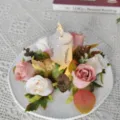 European retro LED candle wreath with pink white roses and maple leaves for wedding decor. - Dusty Rose