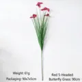 Kunstmatig groen gras met rode vlinders, 90 cm hoge decoratieve rietplant voor huisdecoratie - Butterfly Cluster / 90cm / Rood