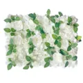 White artificial rose hydrangea flower wall panel backdrop for wedding party decor photo prop - 40*60cm / White Rose Flower Wall with Leaves