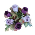 European retro artificial rose maple leaf candle ring purple floral wreath table decor - Two-tone Dark Purple