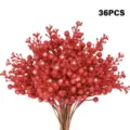 Set mit 36 künstlichen roten Glitzer-Beerenstielen für die Weihnachtsbaum-Dekoration - 36er-Pack / Rot