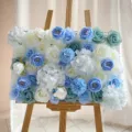 Artificial flower wall background with blue and white roses and hydrangeas for wedding decor. - 40*60cm / Light Blue