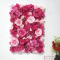 Artificial flower wall panel pink rose hydrangea backdrop for wedding party decor photo props - 40*60cm / Candy Rose Red