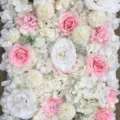 Artificial flower wall panel wedding background pink and white rose hydrangea decor prop. - 40*60cm / Candy White Pink