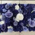Artificial flower wall panel with blue and purple roses, perfect for wedding backdrops. - 40*60cm / Candy Royal Blue