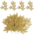 Künstliche goldene Glitzer Weihnachtszweige, kurze Deko Tannenzweige für festliche Kränze. - 20er Pack / Gold