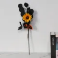Rama floral artificial negra de Halloween con girasol y murciélago para la fiesta. - Rama Girasol Murciélago (52CM)