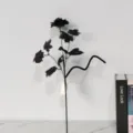 Halloween rama de flor artificial negra decoración de fiesta gótica oscura para hogar - Rama Rosa Negra (48CM)