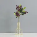 Ramo di bacche artificiali con vaso in vetro filo d'oro decorazione casa ornamento floreale - Rosso