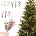Weihnachtsbaum dekorative Glitzer Beeren Zweige und lockige Äste Detail und Szene Ansicht - 36er-Pack / Mehrfarbiges Set