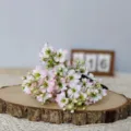 Artificial silk cherry blossom bouquet for home decor, pink white floral arrangement detail view. - Pink