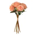 Kunstmatig rozenboeket 7 stuks vintage zijden bloemen voor thuis tafeldecoratie. - 38 cm / rozenroze