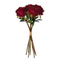 Kunstmatige 7-koppige vintage rode rozen bos voor thuis tafel huwelijk feest decoratie. - 38 cm / Donkerrood