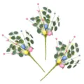 Three-piece set of festive Easter egg berry picks with eucalyptus leaves for DIY home decor - 3 Eucalyptus Egg Branches