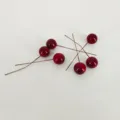 Petites baies rouges artificielles cerises en mousse pour décoration de Noël et loisirs créatifs. - 16mm (Tige Unique) / Bordeaux